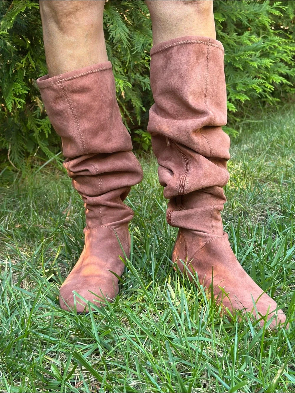 Over-the-Knee or not ,faux suede boots rust color size 9